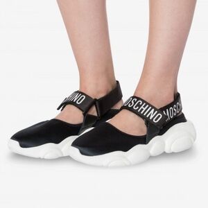 Moschino Teddy Run Sandals Satin Black
